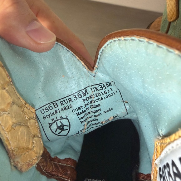 Ariat Fatbaby Heritage 14825 Snakeskin Aqua Leather Western Boots Womens Sz 6 B - Picture 9 of 9